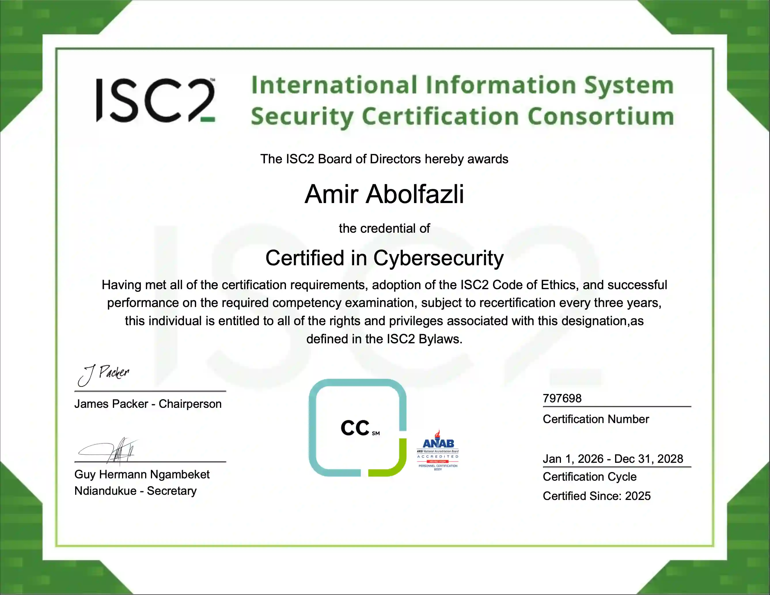 Certified in Cybersecurity